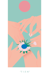 a poster with two hands holding a flower